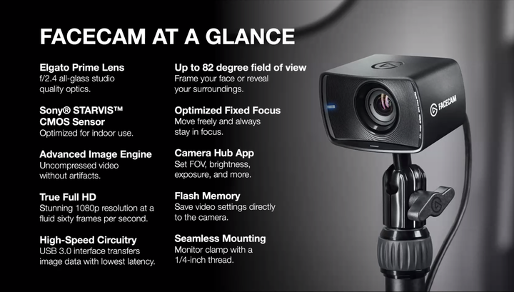 Elgato 推出 FACECAM 攝影機與新款直播周邊 以 1080p60p 無壓縮格式提供更高直播品質