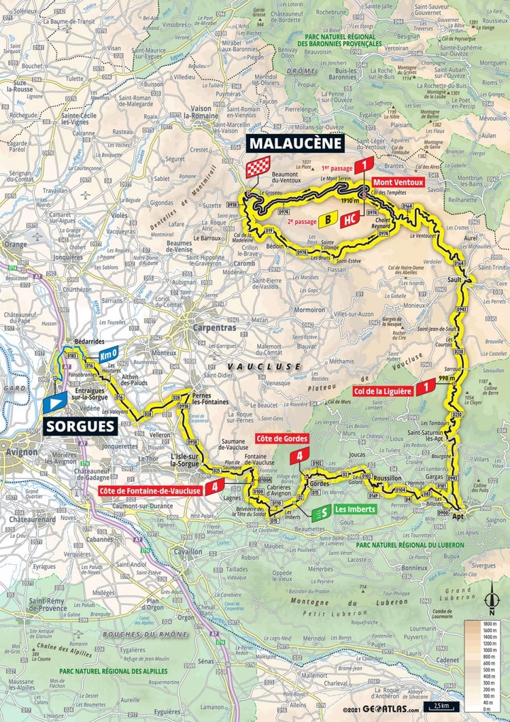 2021環法自行車賽 第11站 Sorgues > Malaucène 198.9 km
