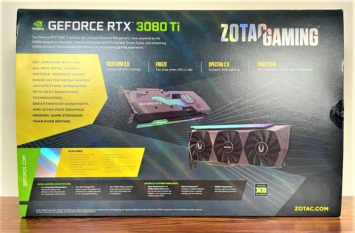 ZOTAC GAMING GeForce RTX 3080 Ti AMP Holo 顯示卡開箱實測 極光外觀設計與效能的完美結合