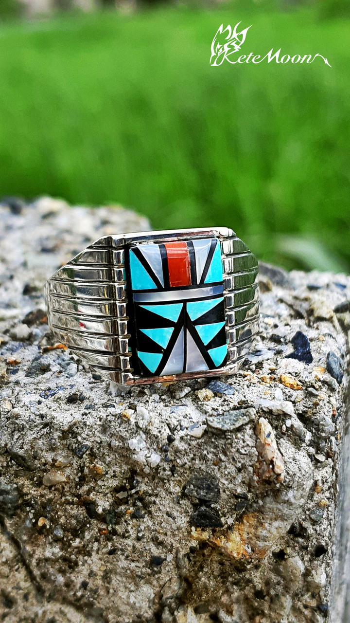 Sam Begay-Square Inlay Ring方形鑲嵌銀戒