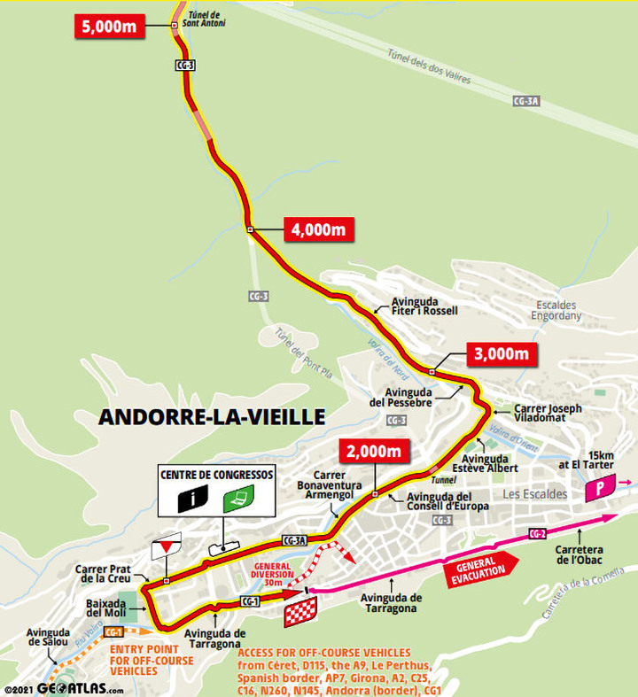 2021環法自行車賽 第15站 Céret > Andorre-la-Vieille 191.3 km