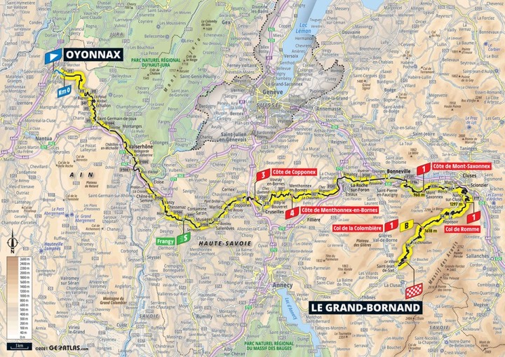 2021環法自行車賽 第8站 Oyonnax > Le Grand-Bornand 150.8 km