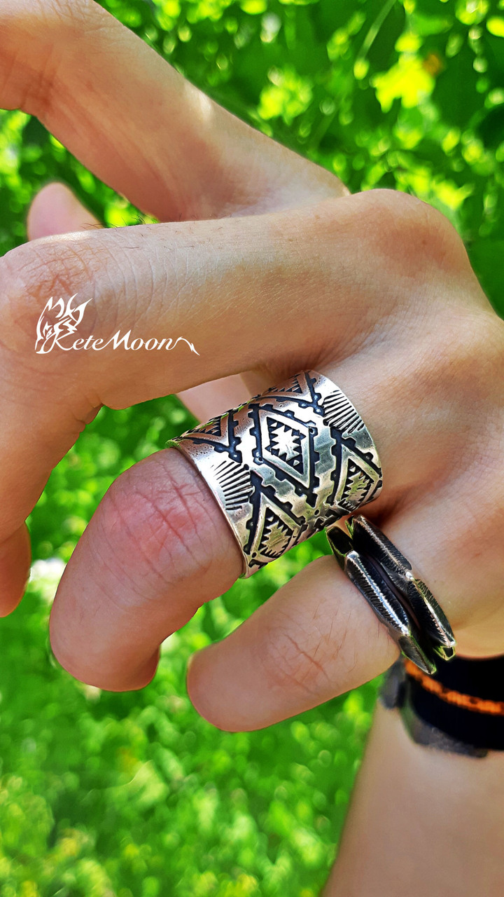 Dreamstation鞄研所-Navajo打印寬版銀戒