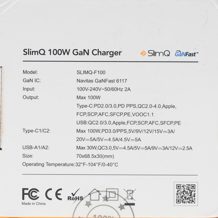 集資款SlimQ 100W GaN四埠充電器F100簡介及測試