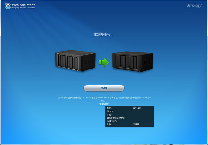 Synology群暉DS1815+故障更換DS1821+紀錄
