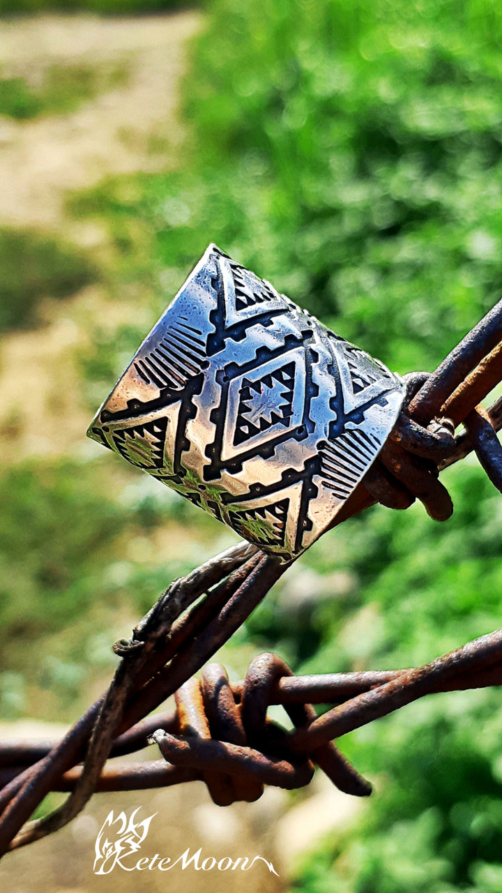 Dreamstation鞄研所-Navajo打印寬版銀戒