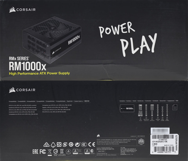Corsair RM1000X 1000W金牌全模組化電源開箱