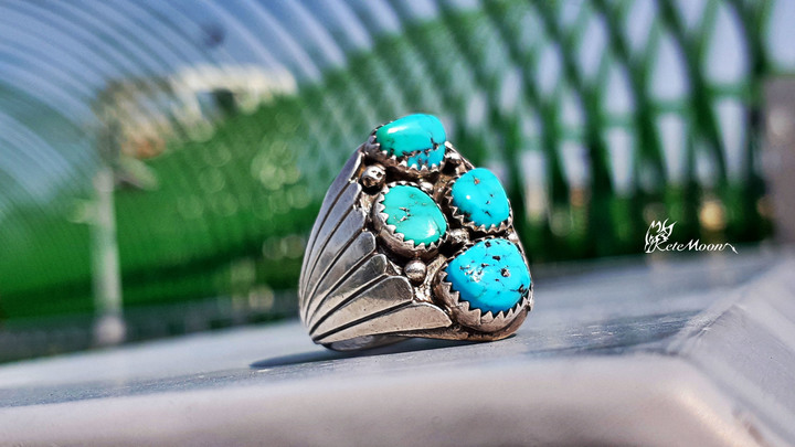 Navajo綠松石組合銀戒