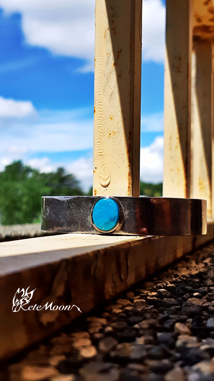 點我看大圖 Black Venom Jewelry X Indian&28-Nacozari松石純銀素面手環