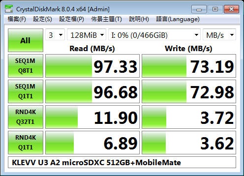 多品牌 U3 A2 512GB microSDXC TF 記憶卡 開箱 簡測 (T-FORCE、ANACOMDA、Lexar、TCELL、KLEVV)