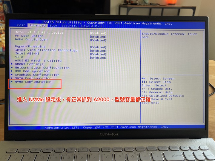 ASUS X512FJ 更換 M.2 NVMe SSD 後無法正常安裝 OS 以及使用 SSD 開機