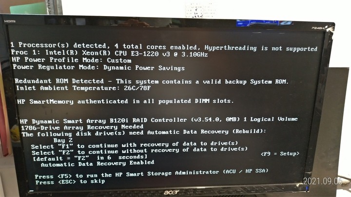 HP ML10 V2 Raid Rebuild 重建