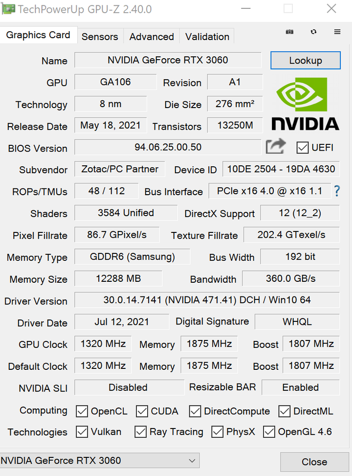 ZOTAC Gaming GeForce RTX 3060 Twin Edge OC 12GB 開箱實測，高CP的入門光追顯卡