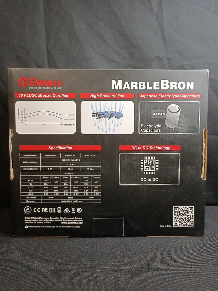 安耐美ENERMAX MarbleBron 銅競魔550W 銅牌半模組電源 開箱無測試