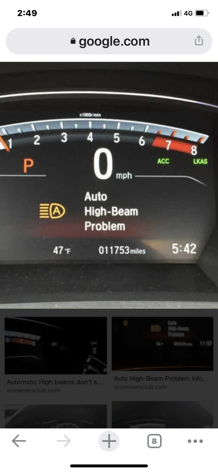 CRV5 auto high beam problem