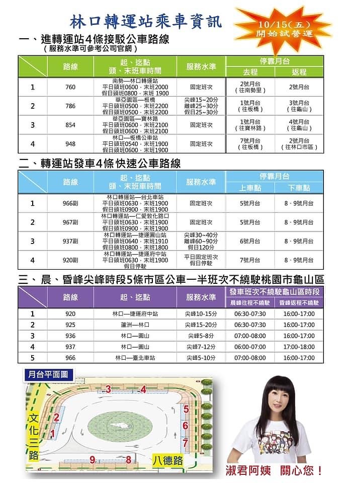 林口公車轉運站10/15試營運 通勤多4線快速公車