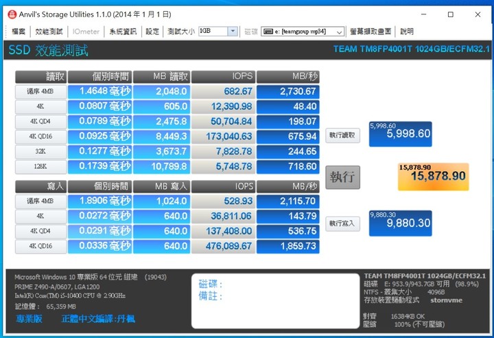 十銓 TEAMGROUP MP34 1TB M.2 PCIe SSD 測試心得分享(新版)