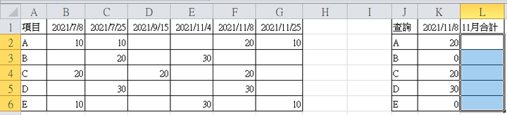 excel 欄列交叉比對
