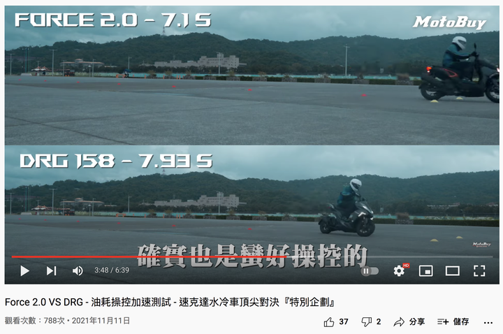 點我看大圖 Force 2.0 V.S DRG - 油耗操控加速測試