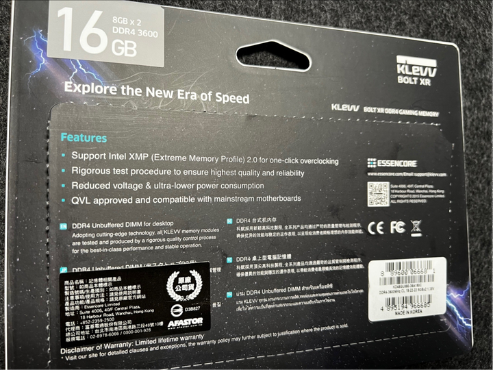 【開箱】KLEVV BOLT XR DDR4 3600 8Gx2 記憶體 AMD Ryzen 平台一鍵超頻