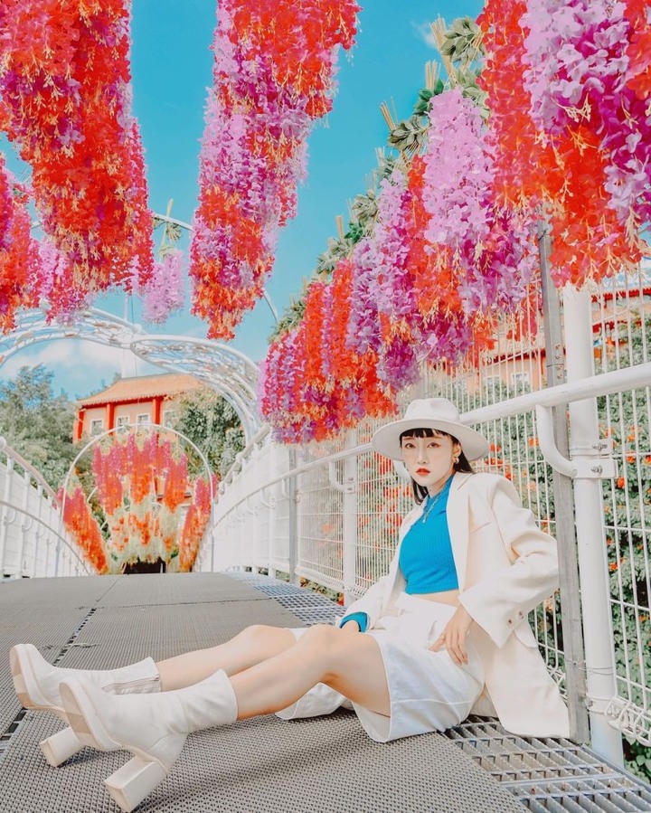 彰化天空步道掛上新佈景！流蘇瀑布般紫藤花仙氣十足