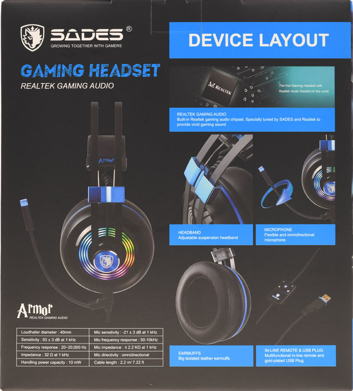 SADES賽德斯ARMOR狼盾REALTEK電競USB耳麥開箱簡介