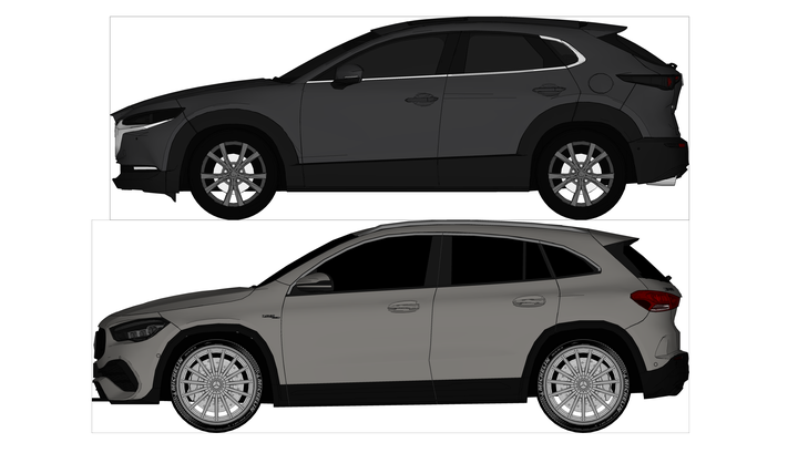 H247 外觀尺寸超級比一比 [VS MB X156, Toyota Corolla Cross, Mazda CX-30]