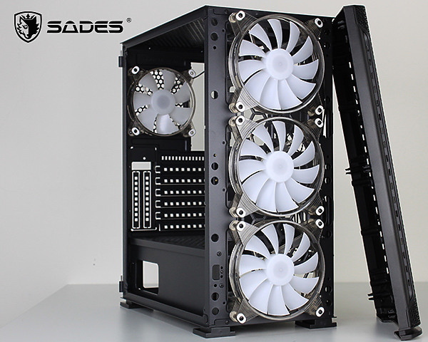 點我看大圖 SADES賽德斯Yu甲魚電競RGB機殼,三顆14公分RGB風扇強力散熱!【新品開箱】
