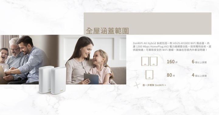 華碩推出結合電力線網路機能的 ZenWiFi AX Hybrid XP4 WiFi 6 路由器 讓透天厝網路佈線不苦手