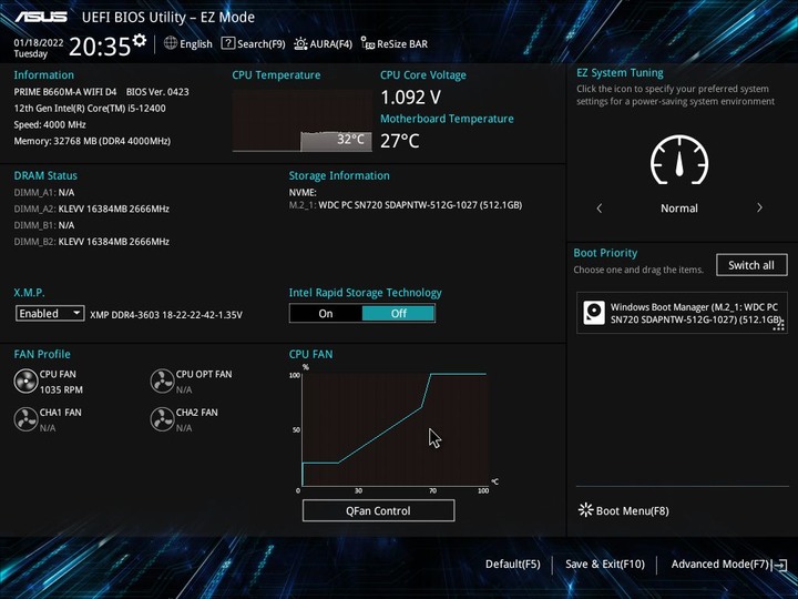 入門 Intel 12th i5 12400 實惠組合 ASUS PRIME B660M-A WIFI D4