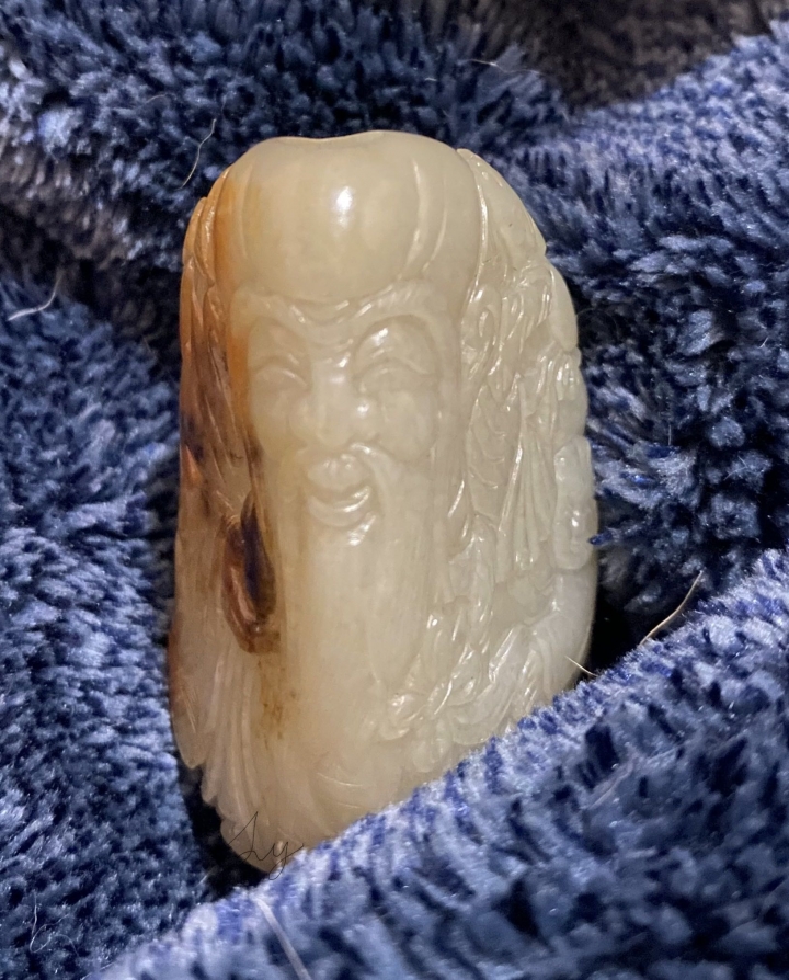 清 乾隆工 和田玉 虎皮籽 隨形鼻煙壺 壽翁 和田玉蘿蔔絲紋 教材