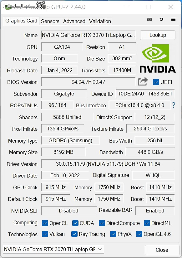點我看大圖 窄框設計12代 3070Ti 高規搭載AORUS 15 XE4 炫影黑遊戲筆電開箱