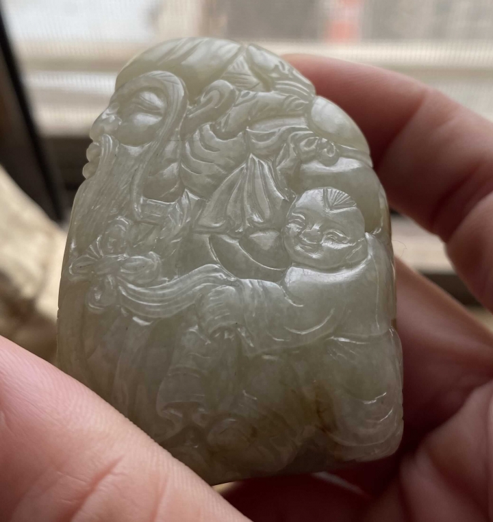 清 乾隆工 和田玉 虎皮籽 隨形鼻煙壺 壽翁 和田玉蘿蔔絲紋 教材