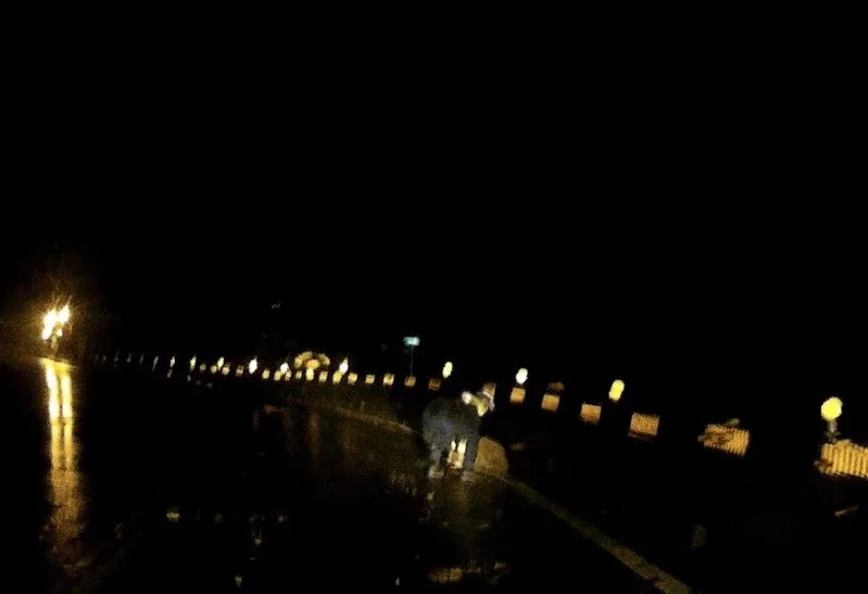 影／大雨中橫公路落石 和平警徒手推走百公斤大石
