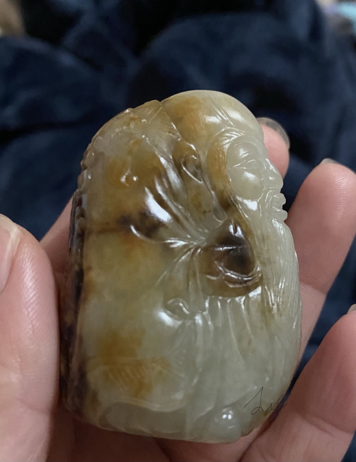 清 乾隆工 和田玉 虎皮籽 隨形鼻煙壺 壽翁 和田玉蘿蔔絲紋 教材