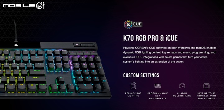 CORSAIR 推出 K70 RGB PRO 8000 Hz 電競鍵盤與 Elgato Key Light Mini 攝影燈 提供玩家更佳遊戲直播效果