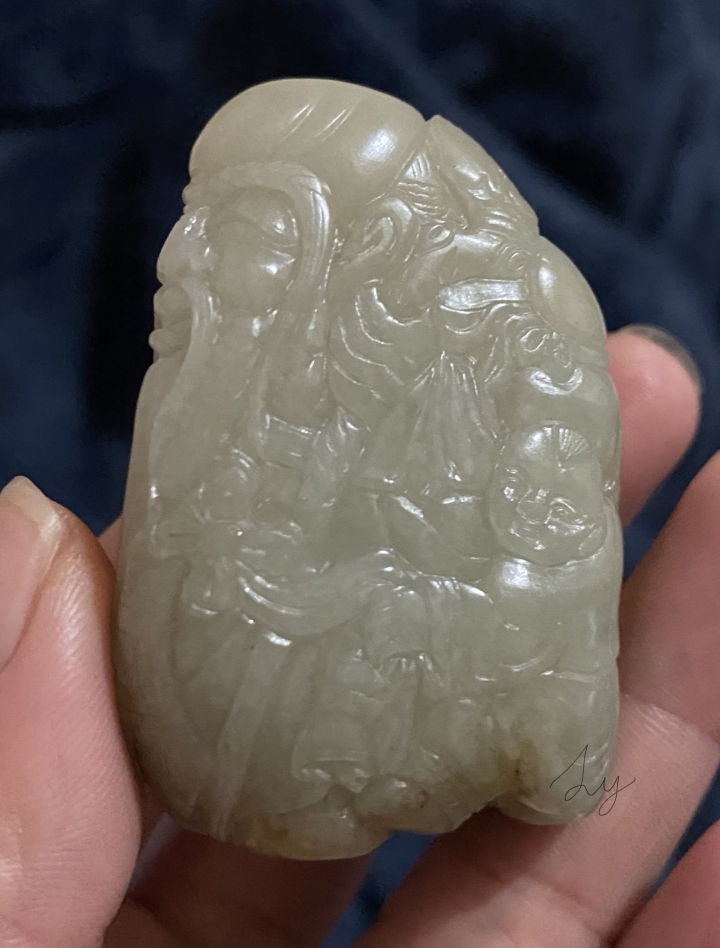 清 乾隆工 和田玉 虎皮籽 隨形鼻煙壺 壽翁 和田玉蘿蔔絲紋 教材
