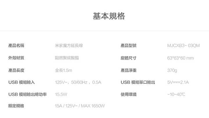 米家魔方延長線的3個USB-A輸出瓦數請教