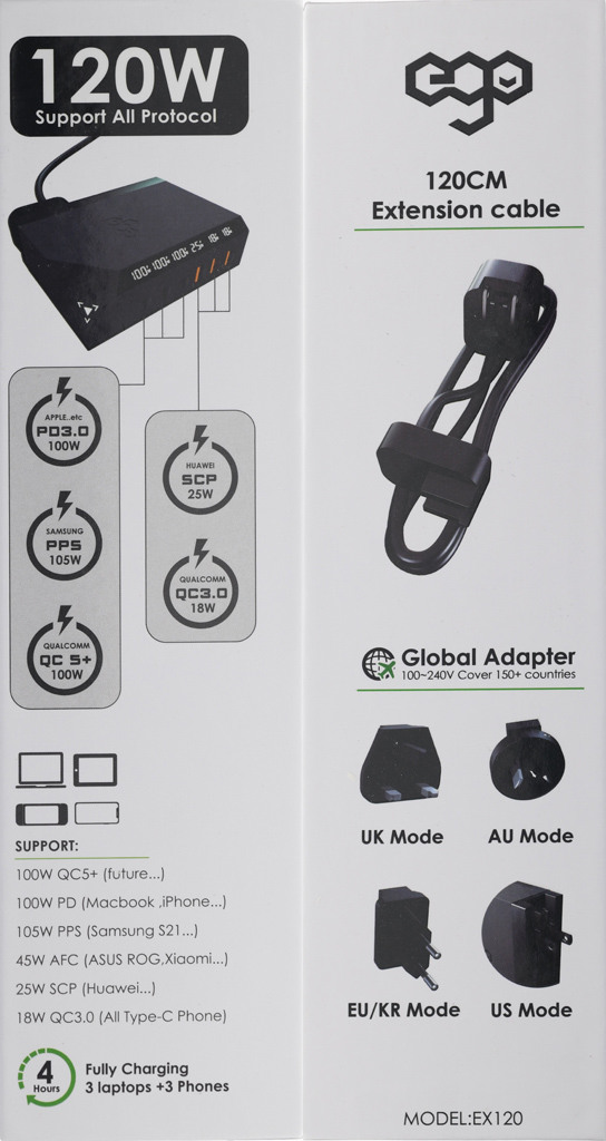 EGO 120W EXINNO即時顯示六埠快速充電器簡測