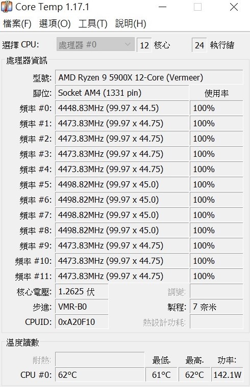 AMD Ryzen 5900X 5800X 簡單散熱器數值分享