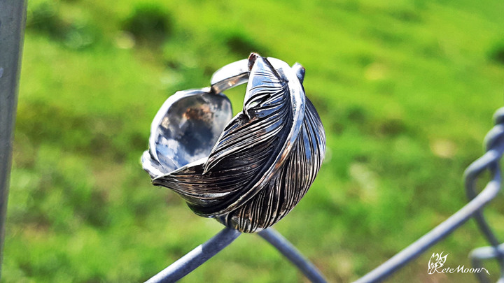 點我看大圖 Indian&28-寬版素羽銀戒