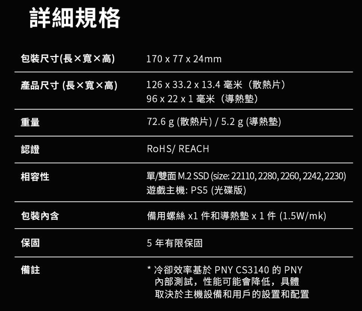 PNY CS3140暨PS5專用散熱片開箱