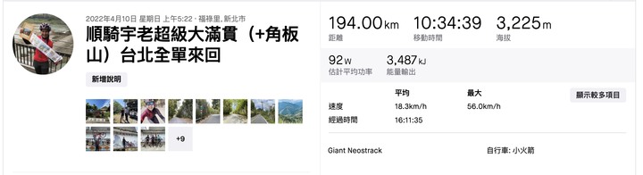 【悠悠の騎登百岳】台北出發順騎「宇老超大滿貫」