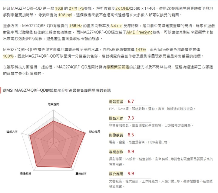 27吋螢幕除了MAG274QRF-QD有更好的選擇嗎?