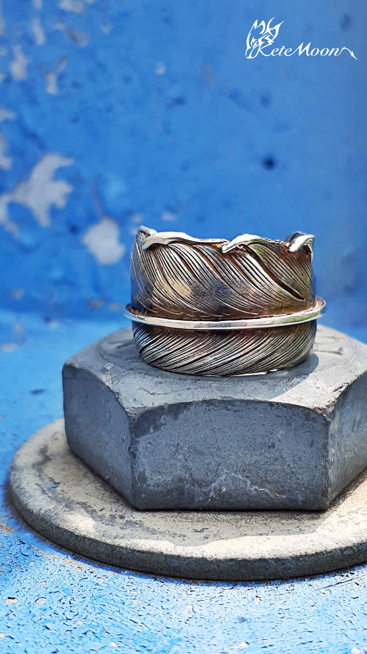 點我看大圖 Shun.silver smith-Life Feather寬版素羽銀戒