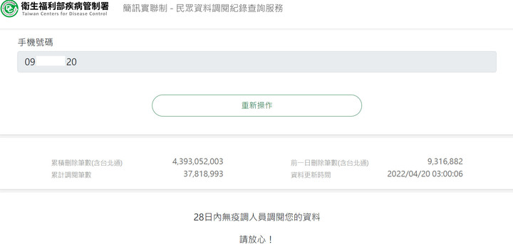 簡訊實聯制－民眾資料調閱紀錄
