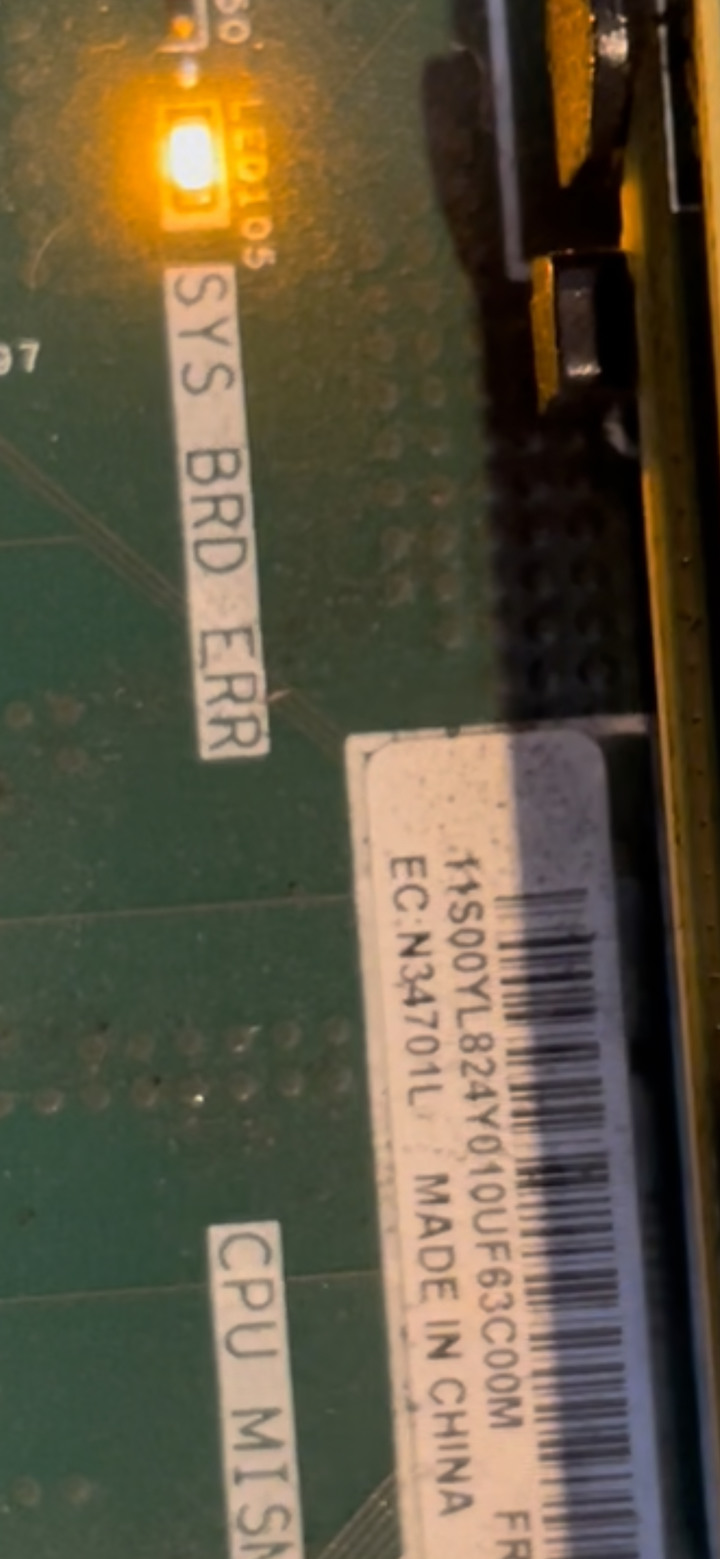 聯想伺服器 X3650 M5 開機顯示 「System x3650 M5 POWER FAULT 00h」,求助!