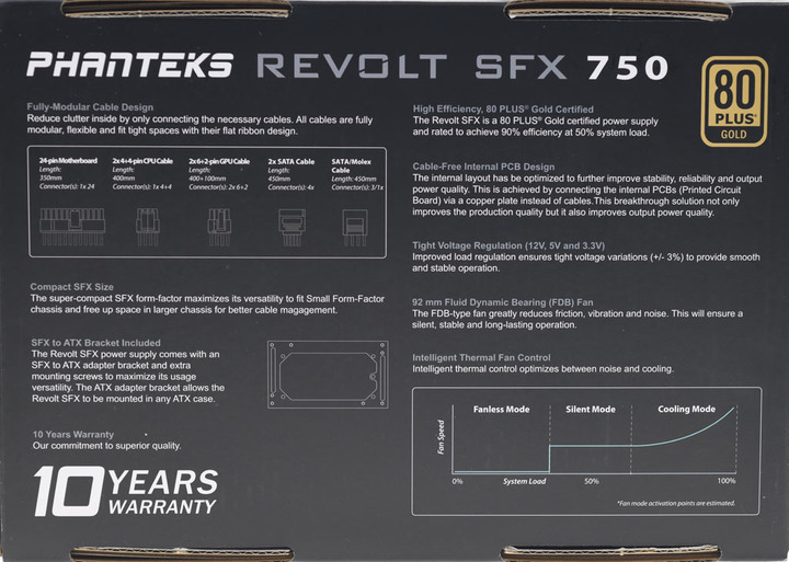 PHANTEKS追風者REVOLT SFX 750W金牌全模組化電源開箱