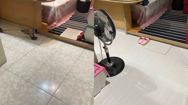 書房地板微改造，磁磚變成仿木紋塑膠地板