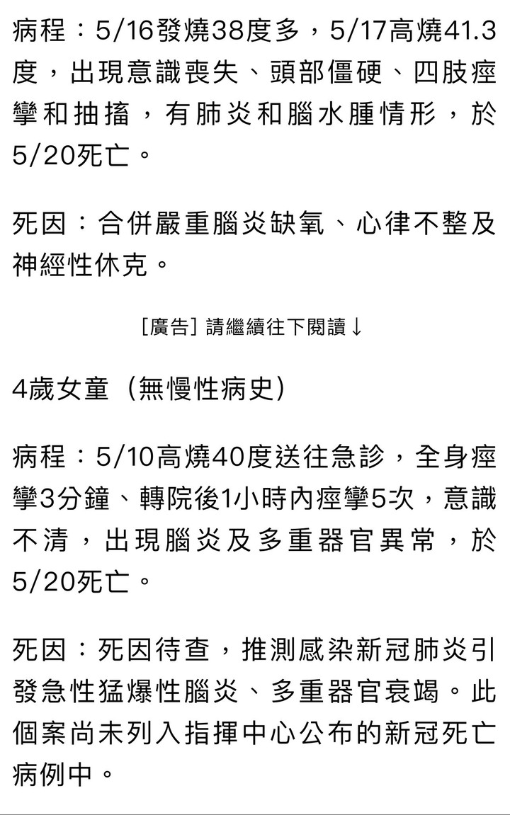 兒童重症腦炎已5死！兒科醫認「病程太快」一圖秒懂急速變化